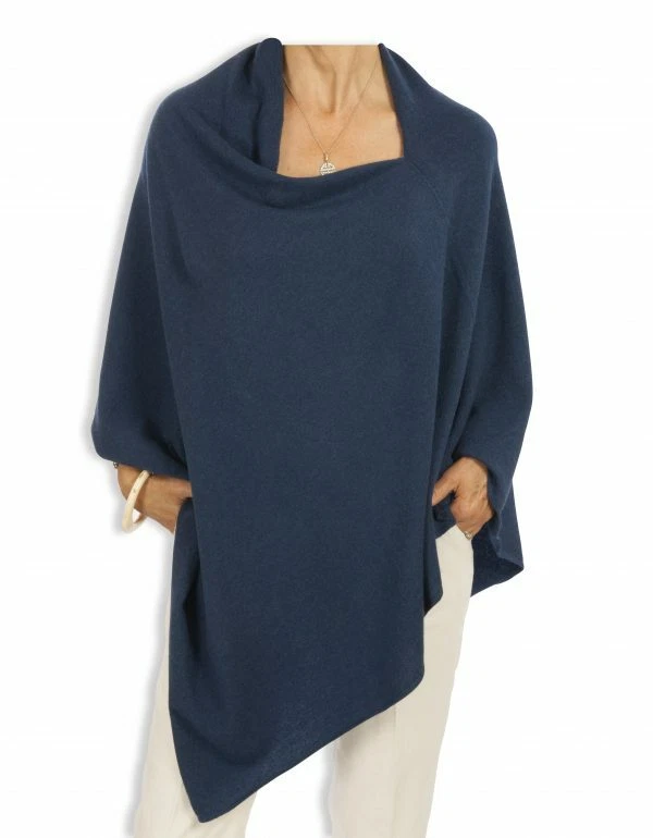 CASHMERE Poncho NAVY Handmade CAPE Wrap One Size Fits All, FREE UK Shipping,
Opens in a new window o