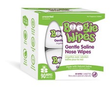 Boogie Wipes Natural Saline Nose Wipes for Kids and Babies Unscented 90-Count