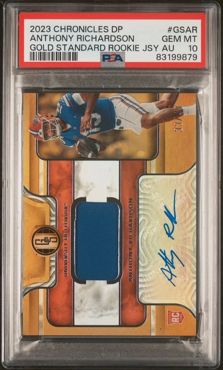 Anthony Richardson Panini Chronicles Draft Picks Gold Standard Rookie Jersey Autograph #GSAR Base