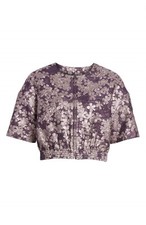 NEW St. John Metallic Floral Jacquard Jacket in Purple Combo - Size XL  CR3