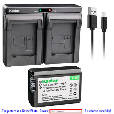 Kastar Battery Slim Dual Charger for Sony NPFW50 Sony NEX-5 NEX-5N NEX-5R NEX-5T