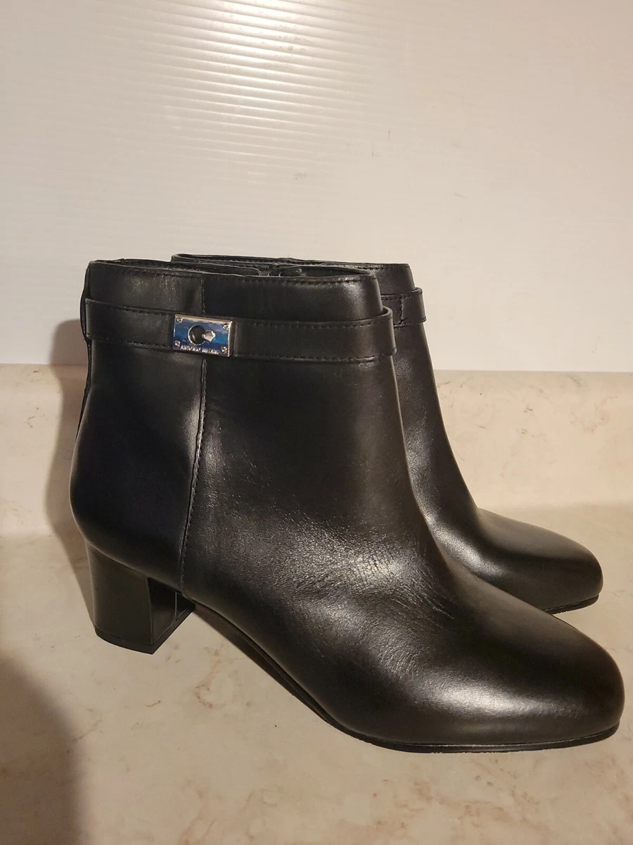 Antonio Melani Size 7 M HARDINE Black Leather Ankle Boots New