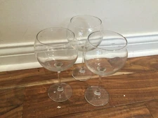 Set Of 3 "LIGHT RED"  Signed Crystal Stem Glasses BALOON, LIGHT Red Wine 7 3/4''