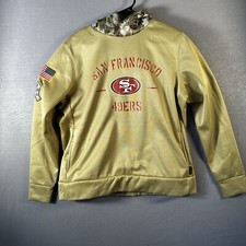On Field NFL San Francisco 49ers Camo Salute To Service Hoodie Size Youth XL
