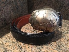 RARE Kieselstein Cord Silver Turtle Buckle With Black Lizard Belt Size 2