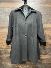 Vintage Jofeld Pea Coat Wool 1x De Ball Velvet Cuff Collar Gray Blk Made In Usa