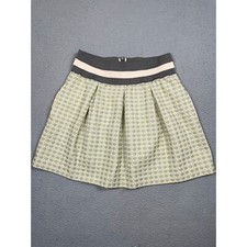 Maeve Anthropologie Womens Size L Skirt Mint Grey Polka Dots Skater Pleated