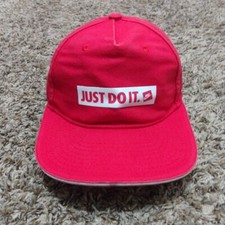 Nike Boys Just Do It Snap Back Hat Red White Box Logo Size 4-7