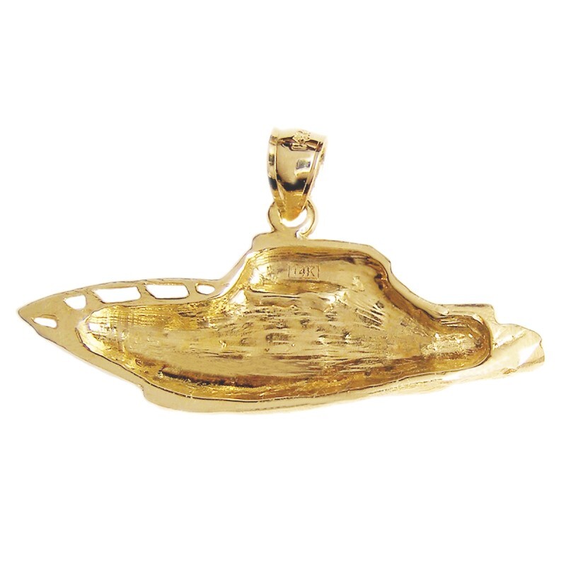 New 14k Yellow Gold Sport Fishing Boat Pendant eBay