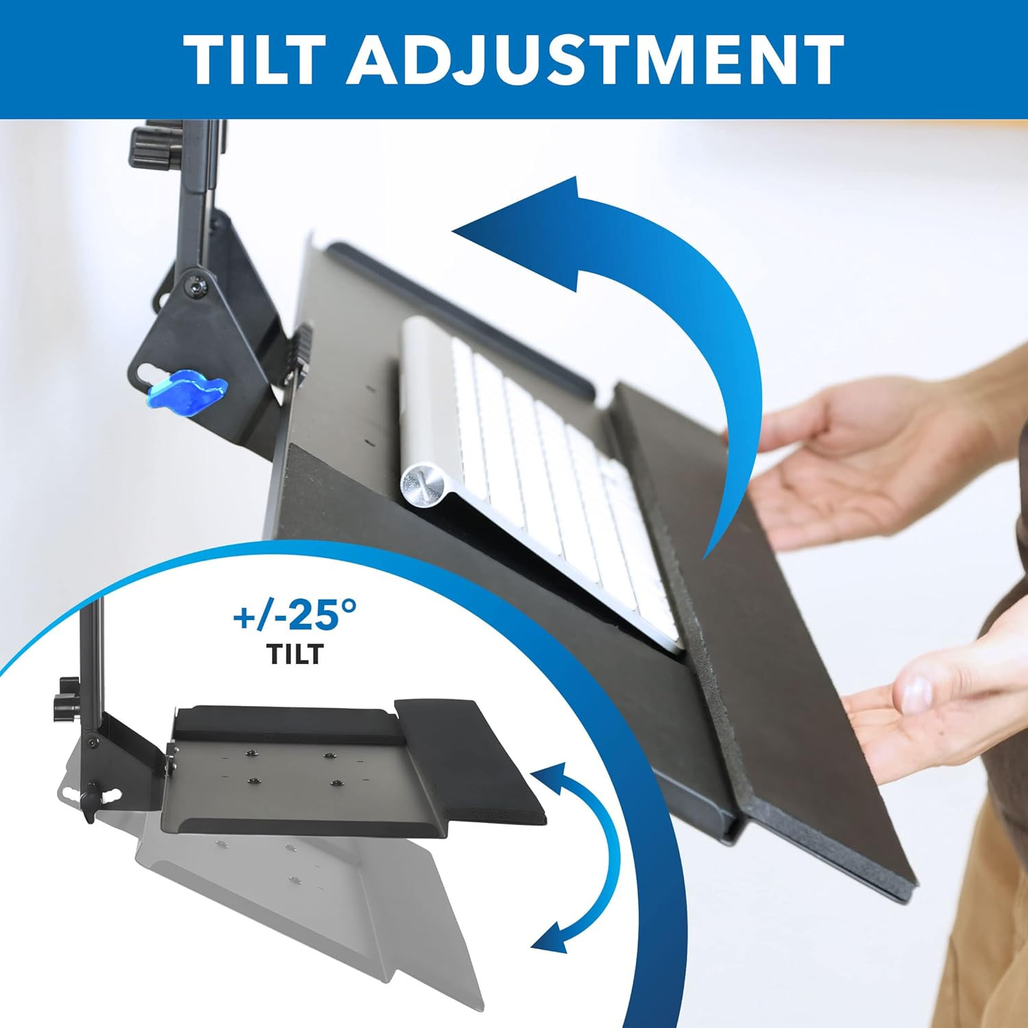 Monitor and Keyboard Wall Mount, Height Adjustable Standing VESA Keyboard Tray, 