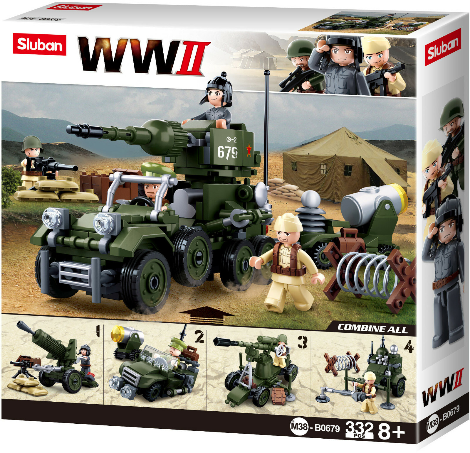 Sluban WWII Army Set M38-B0679 Caja Regalo Militar 4 en 1