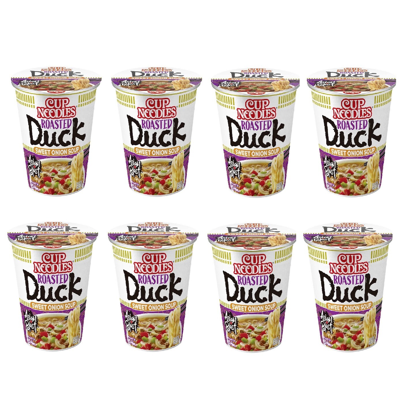 Nissin Cup Noodles Roasted Duck, 8er Pack japanischer Art, mit Entenfleisch