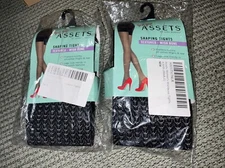 2 Love Your Assets Sara Blakely Shaping Tights Textured Wish Bone Black Size 2