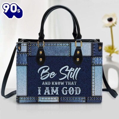 Personalized Be Still And Know That I Am God Christian Faith Leather Handbag