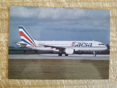 LACSA COSTA RICA AIRBUS A320-212 AT MIAMI.VTG UNUSED AIRCRAFT POSTCARD*P6