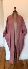 Dusky Pink Oversized Boucle Duster Coat Coatigan With Pockets