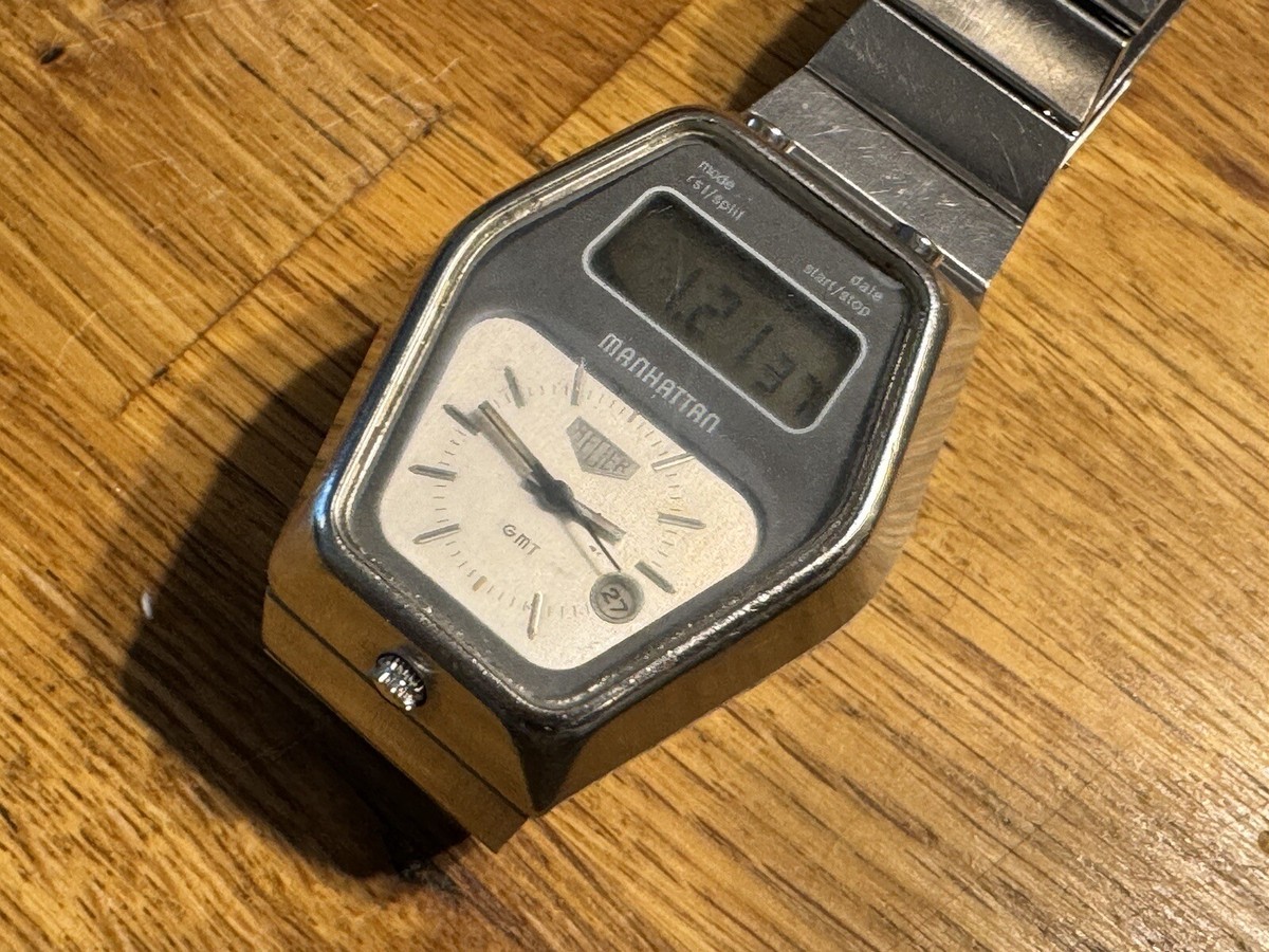 Heuer Manhattan Chronosplit GMT Vintage Quarz Rarität