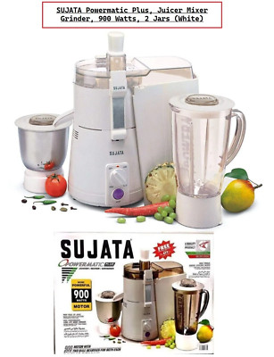 Sujata Powermatic Plus Entsafter Mixer Mahlwerk 900 Watt 2 Gläser Weiß