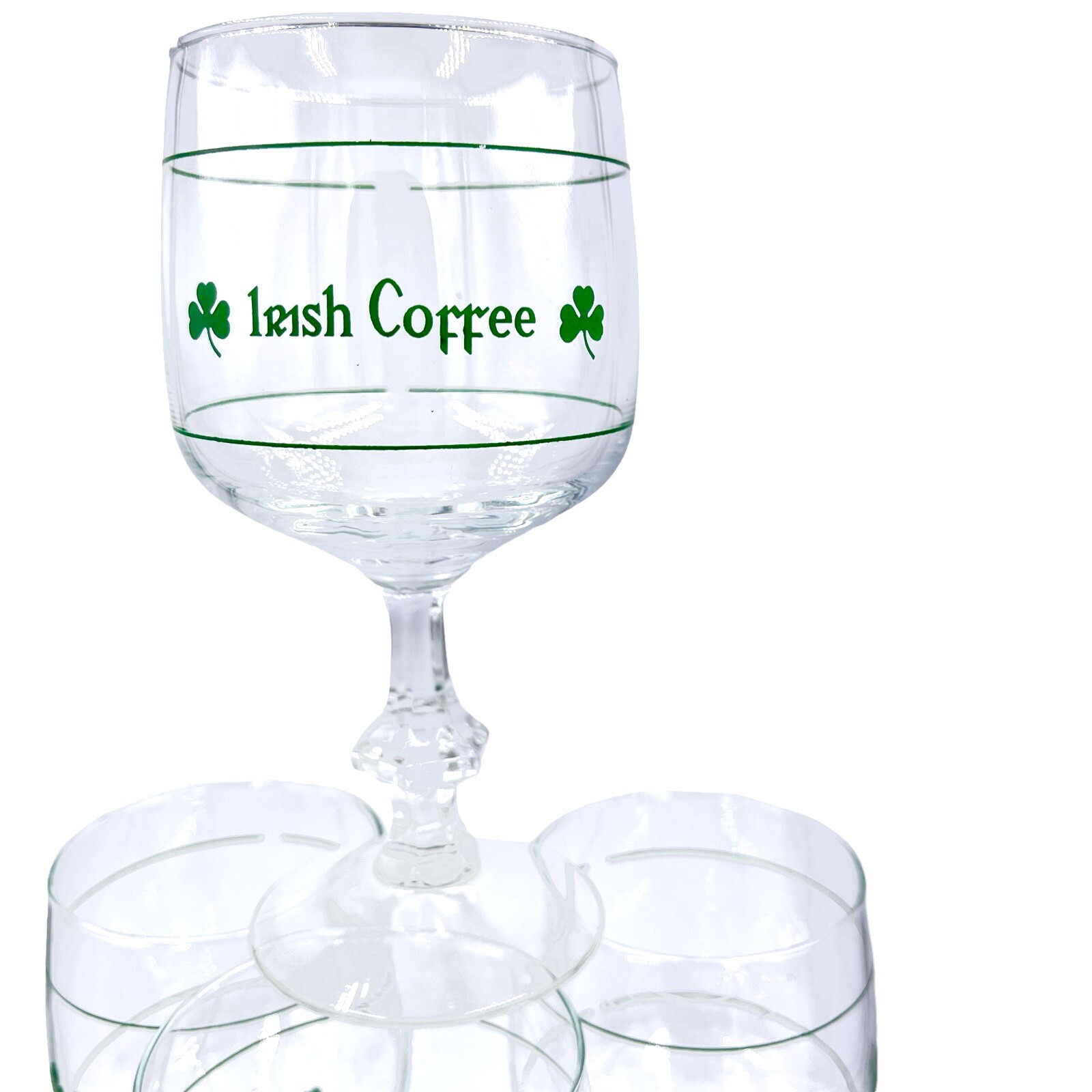 Set of Four DUROBOR IRISH COFFEE SHAMROCK Fancy Stem Vintage Glasses eBay