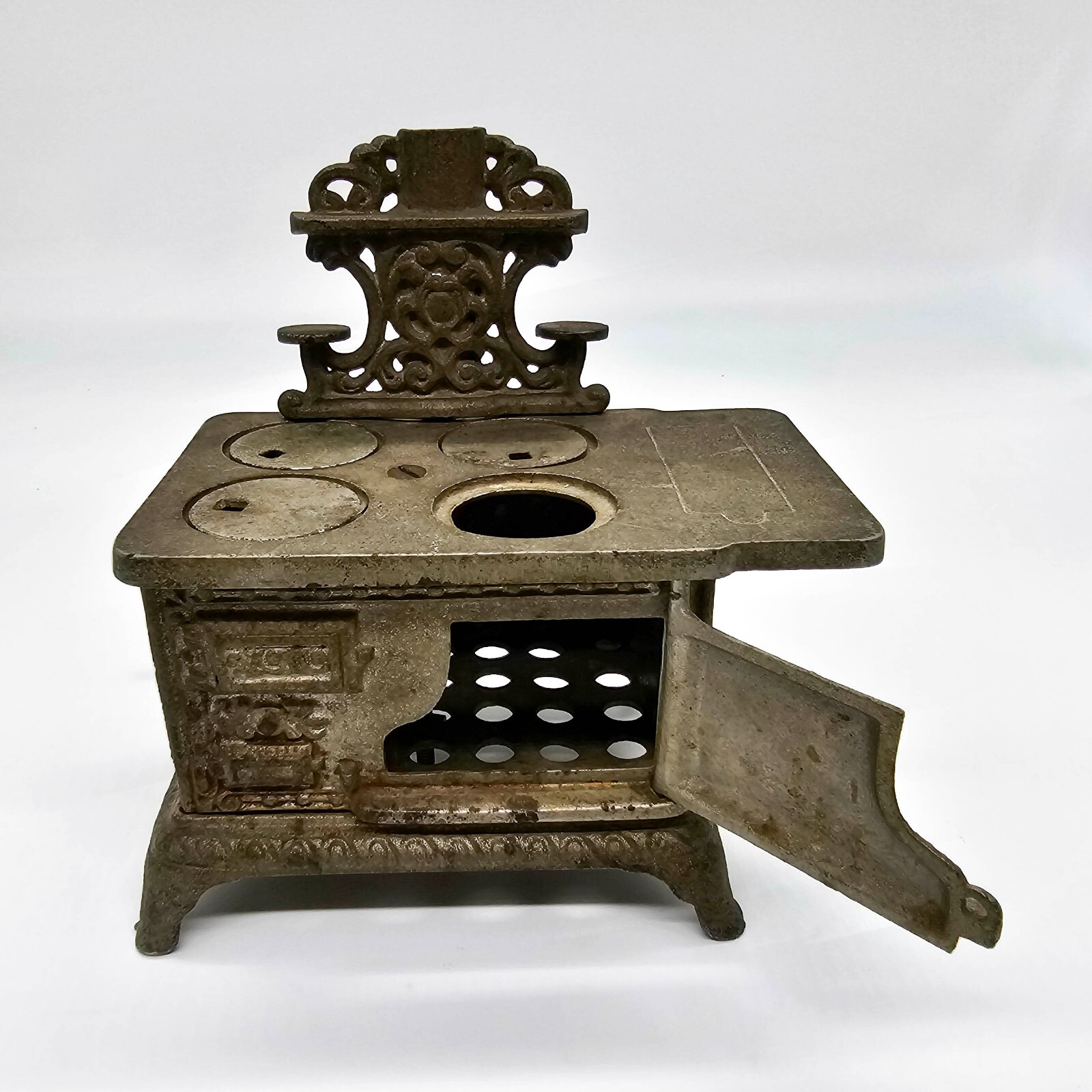 Eagle Cast Iron Toy Stove Salesman Sample Dollhouse Silver Wood Burner  Vintage | eBay