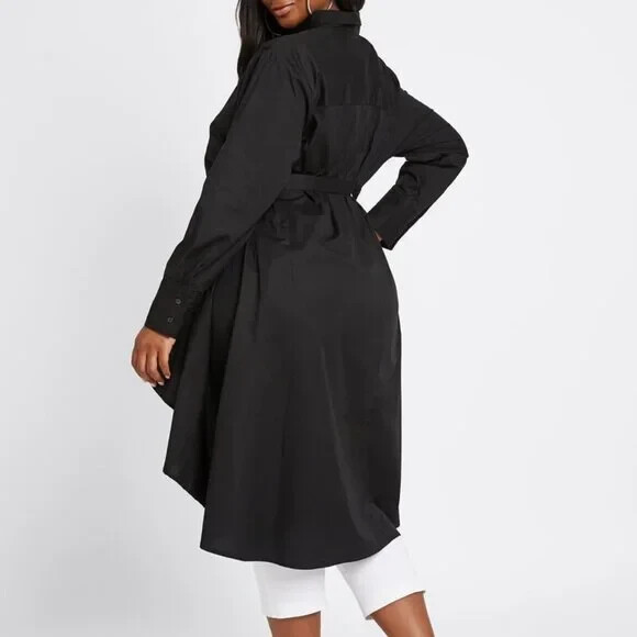 DUBGEE by Whoopi L95621 Womens Black Woven High-Low Belted Tunic Size M