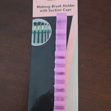 Reusable Pink Plastic Makeup Brush Holder with Suction Cups