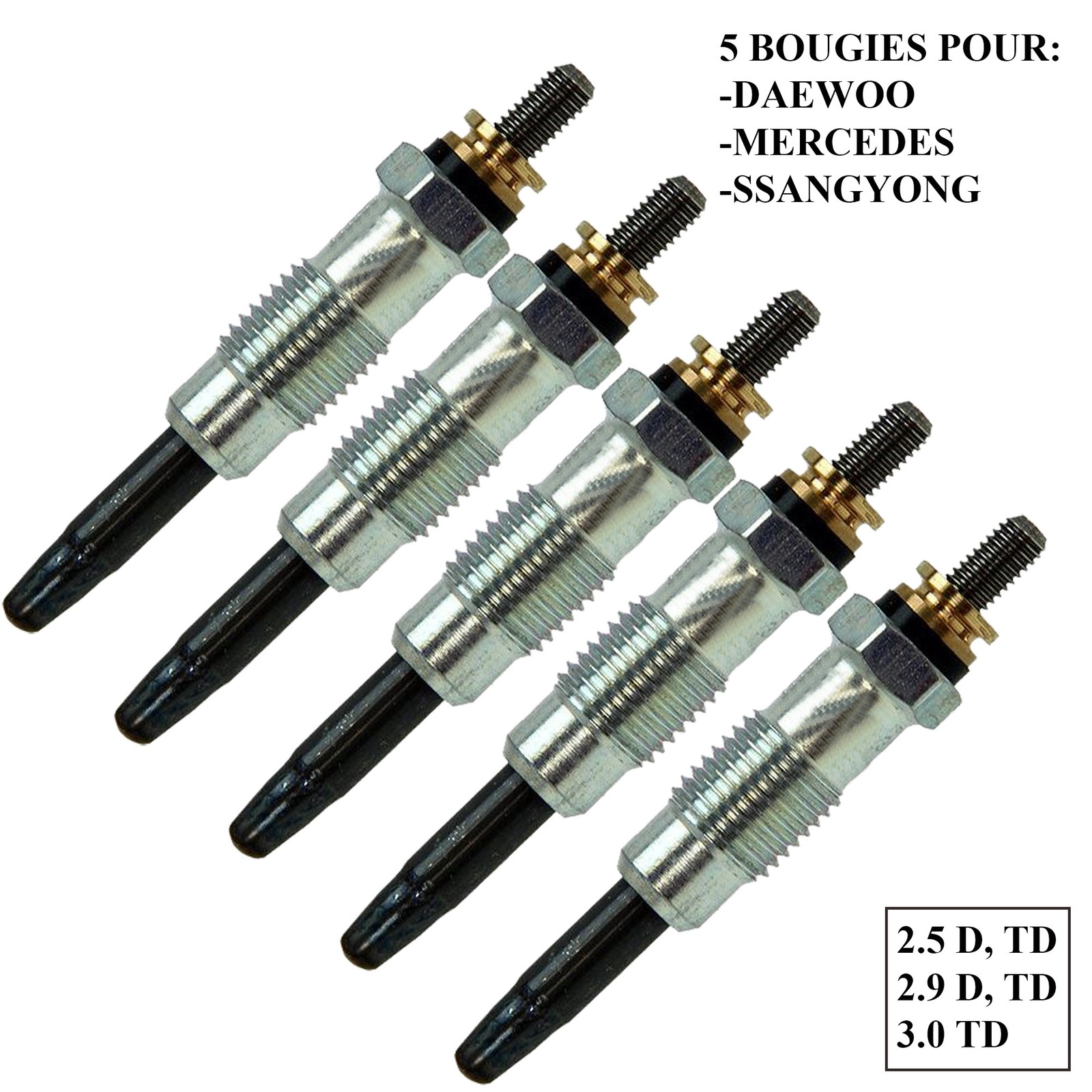 Bougies de préchauffage Mercedes Classe G 290 GD anti fumée noire