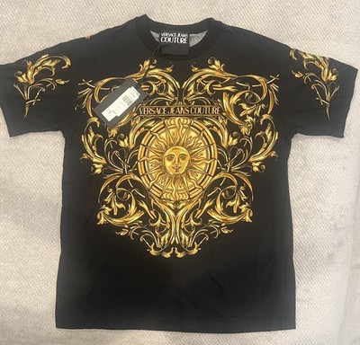 Versace Jeans Couture Black/Gold Logo Graphic Crew Neck Short Sleeve Tee S