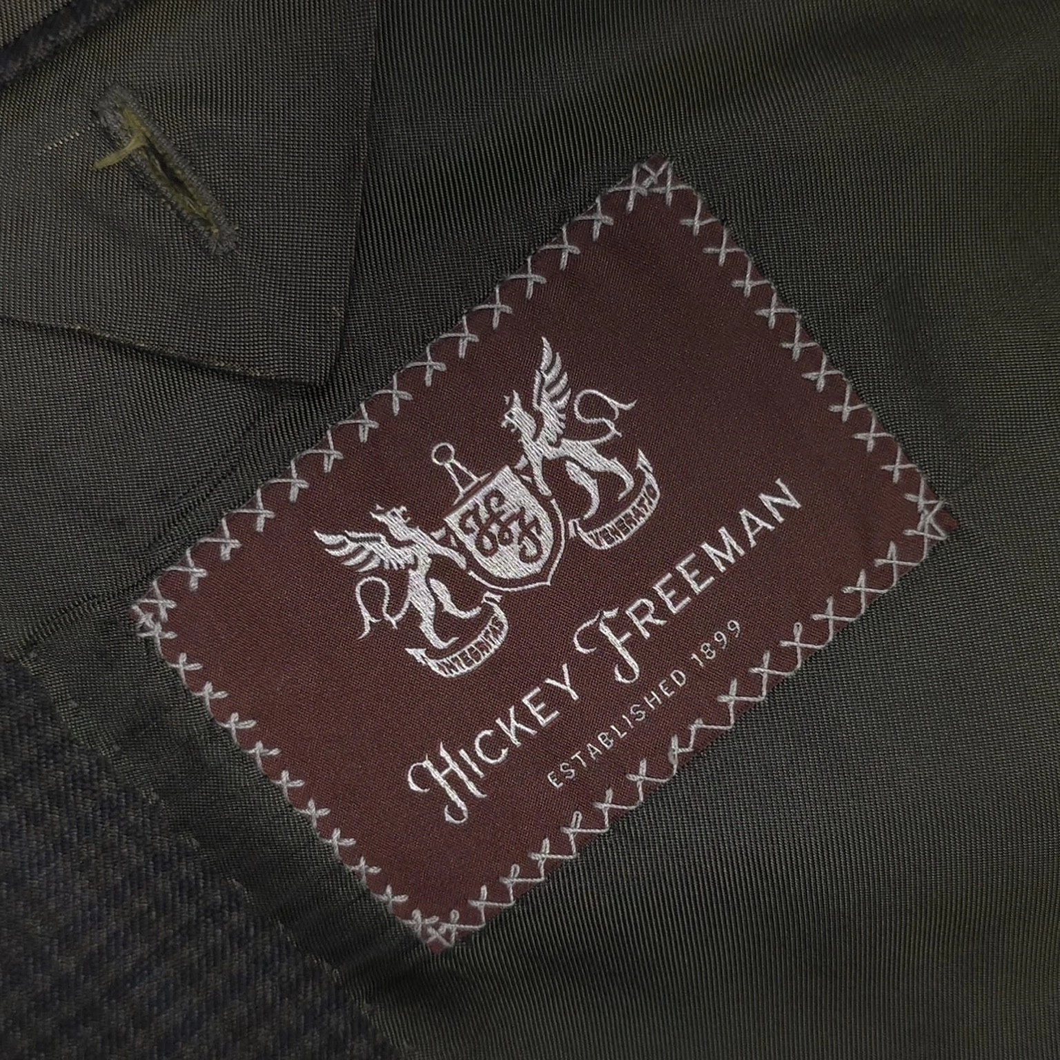 HICKEY FREEMAN 1899 USA Worsted Wool Blazer Jacket Sport Coat Brown 44L Beacon - product detail image 2