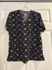 Divine Stretch by JDM Uniforms Patterned Multicolor Medical Scrub Top Size L