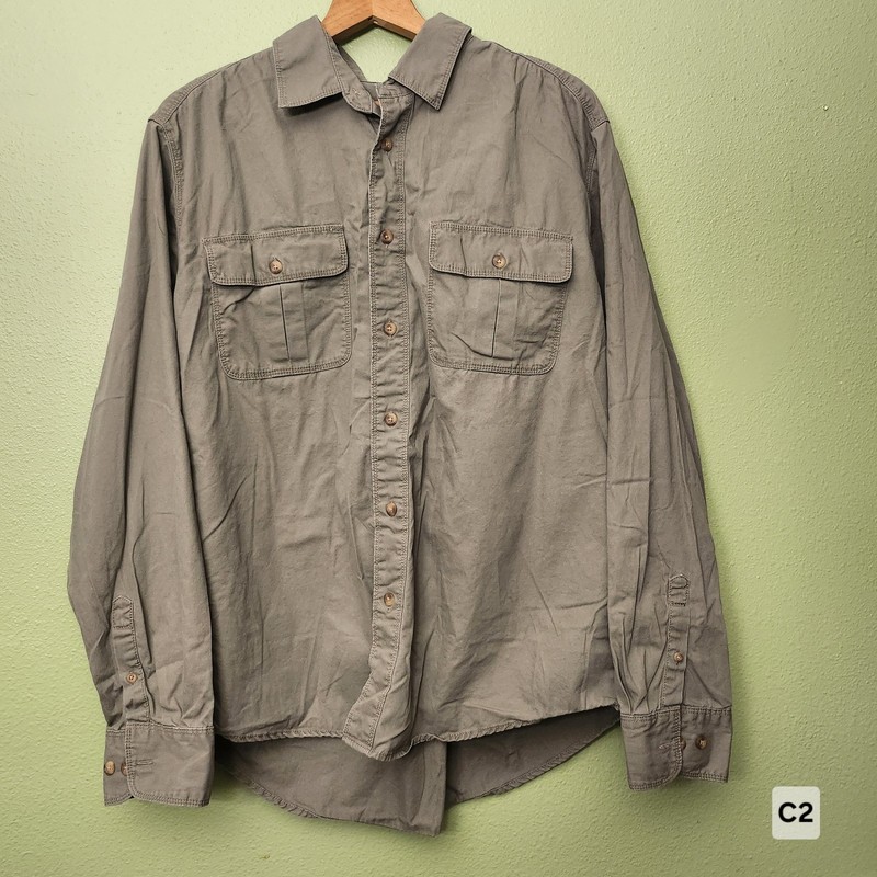 Eddie Bauer Button-up 2 Pocket Long Sleeve Shirt, Green size XL