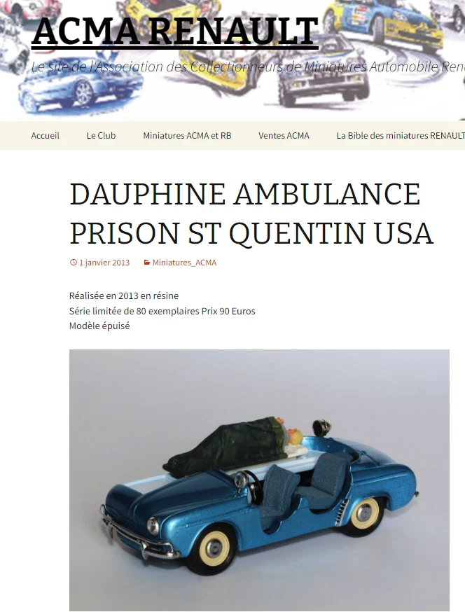 RENAULT Dauphine Ambulance Prison St Quentin ACMA 1/43 - Neuf Boîte RARE /80 - Photo 1/4