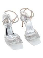 Badgley Mischka White Estella Square Toe Heeled Sandal Sparkle Sz US 10
