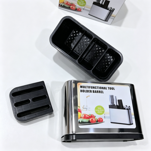 Universal Knife Block Stainless Steel Spoon Knife Holder Organizer, Rectangular - Picture 14 of 22