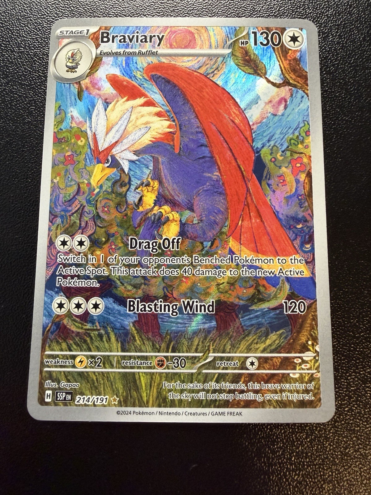 Braviary 214/191 Sv08: Surging Sparks Holo Illustration Rare NM Pokemon Card