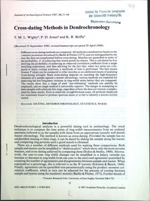 Cross-dating Methods in Dendrochronology; Wigley, T. M. L., P. D. Jones and K. R