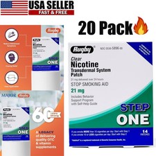 20 Pack Rugby Clear Nicotine 21mg Transdermal System Patch Step 1 Exp 06/2028NEW