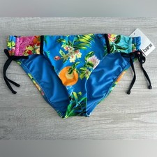Bar III Women's Tropical-Print Shirred-Side Hipster Bikini Bottoms Size XL