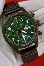 IWC Pilot's Watch Green Dial - Bronze Watch #IW387902 W/ Papers
