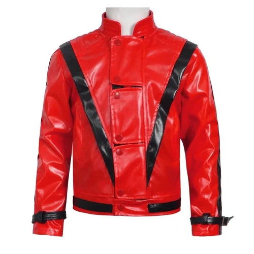 Michael Jackson Thriller MJ Red Faux Leather Jacket Halloween Costume Cosplay - product listing photo