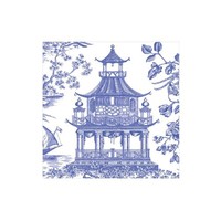 Servietten Chinoiserie Pagode Blau 20 StüCk - Caspari, Papier, Tischdeko