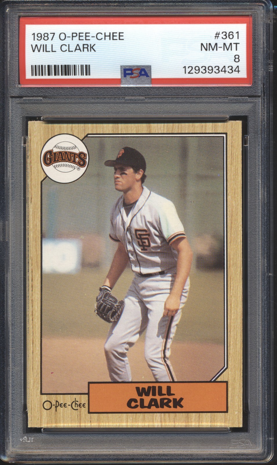 1987 OPC O-PEE-CHEE Baseball Will Clark ROOKIE #361 PSA 8 GIANTS NM-MT