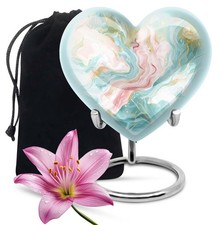 Light Pink Abstract Large Burial Heart Urn For Ashes Adult Female