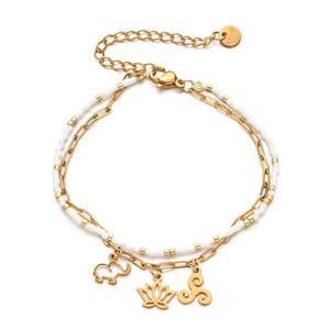 Authentic Gold Color Shell Starfish Charm Bracelets For Women Gold Plated