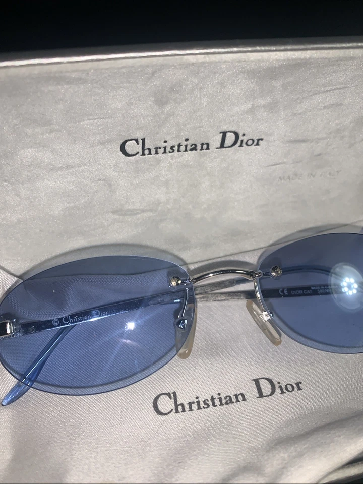 Auténticas gafas de sol vintage de los 90 Christian Dior para mujer ojo de gato tono azul Foto 2 de 4