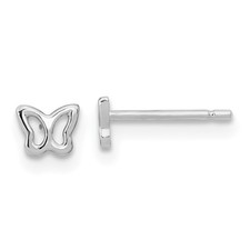 14K White Gold Tiny Butterfly Children's Post Stud Earrings L-3.7 mm, W-4.5 mm