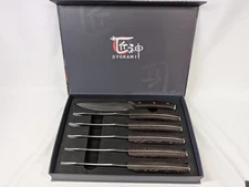 SYOKAMI Steak Knives Set of 6 4.8 Inch High-Carbon Japanese Stainless Steel