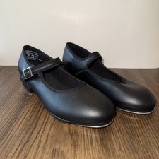 Tap Dance Shoes Capezio Womens 7W Black Leather Teletone Taps Mary Jane 3800
