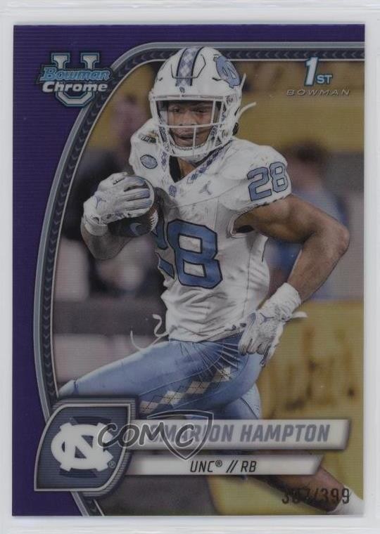 2024 Bowman U Chrome Purple Refractor 307/399 Omarion Hampton #198 9et