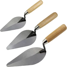 3-Pack Brick Trowel Set, 6" & 7" & 8" Pointing Trowel with Wood Handle,Masonry H